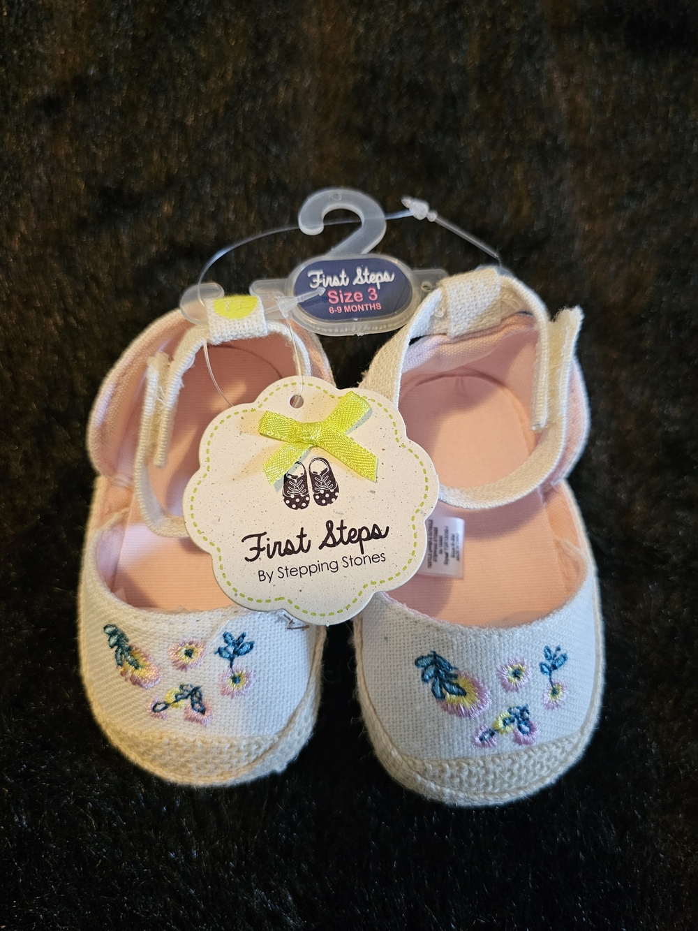 Pink Embroidered Baby Mary Jane Shoes - Size 3